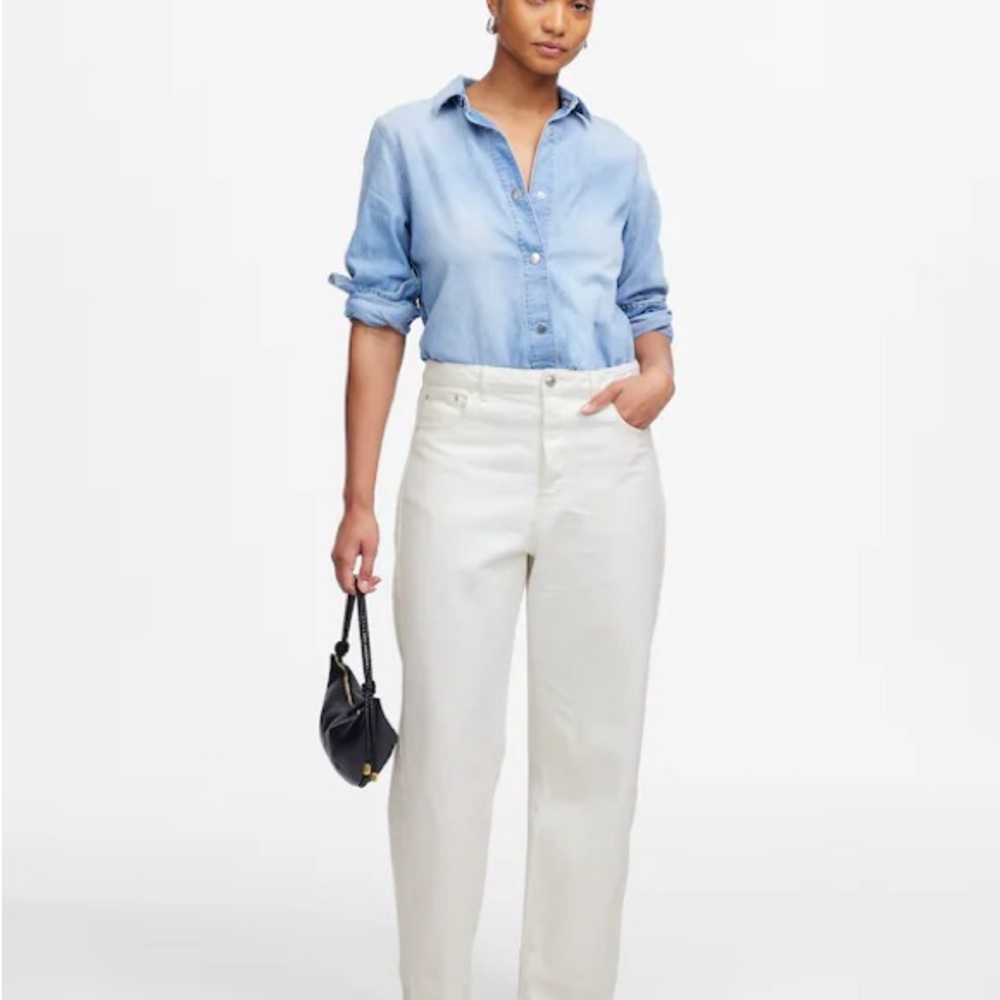 Madewell The Curvy Pieced Barrel-Leg Jean in tile white